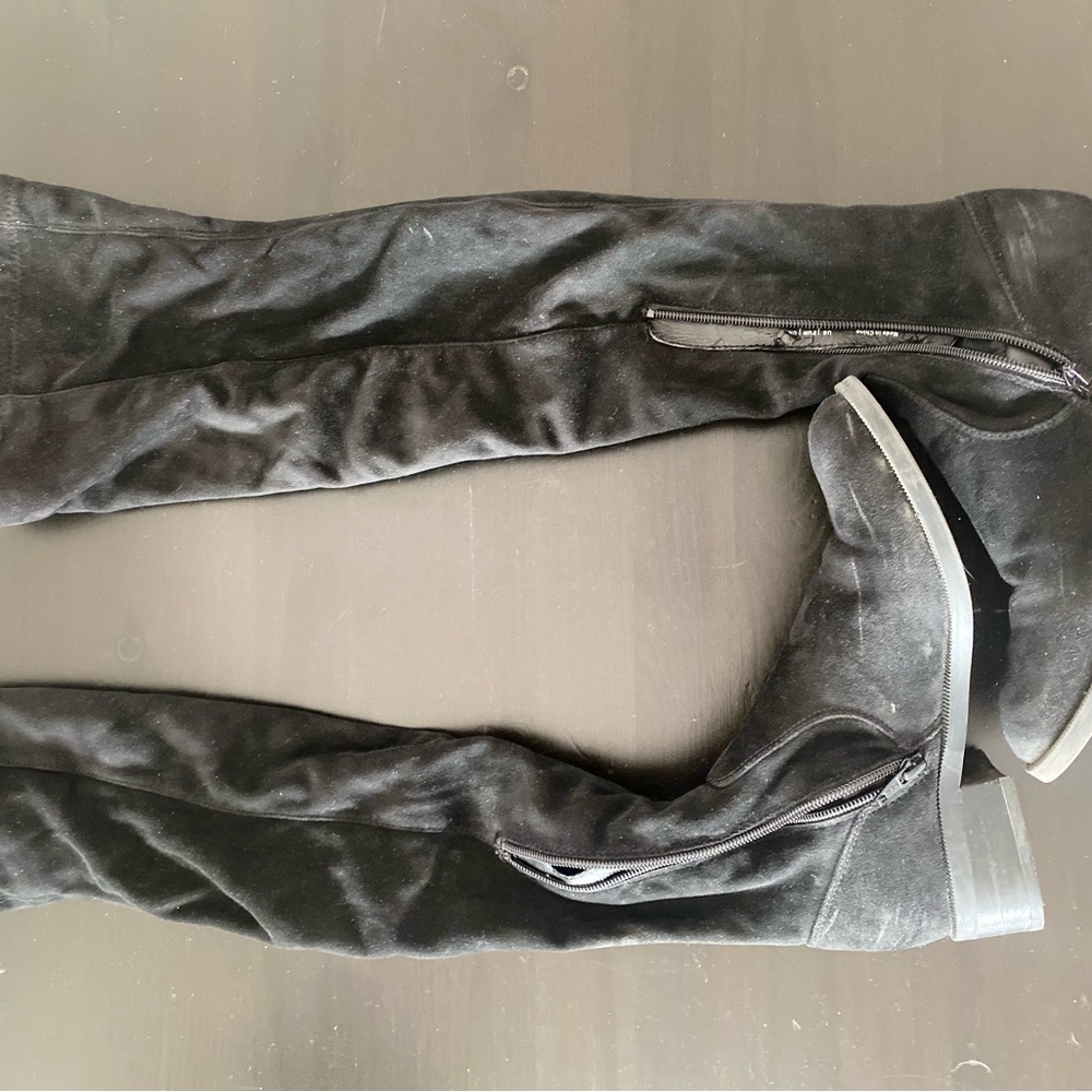 Black Suede Over-the-Knee Boots